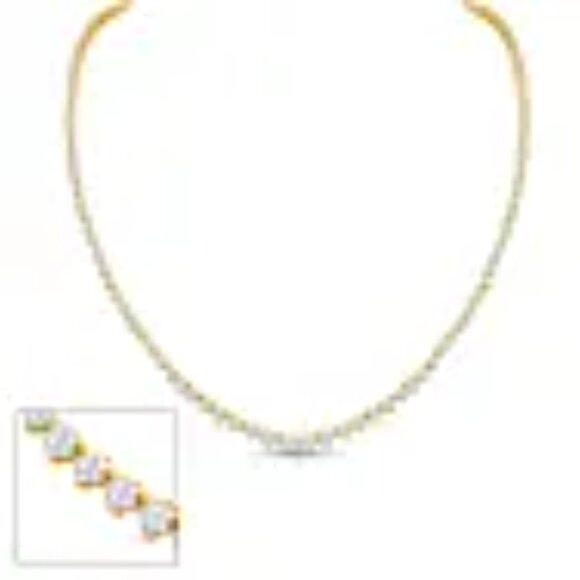 Graduated 5 1/2 Carat Natural Diamond Tennis Necklace In 14 Karat Yellow Gold - Picture 5 of 5